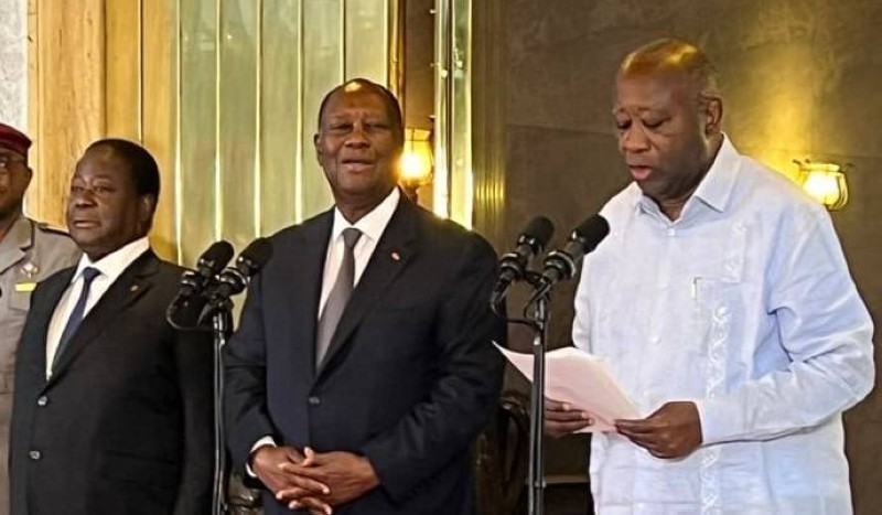 Les présidents Bédié, Ouattara et Gbagbo