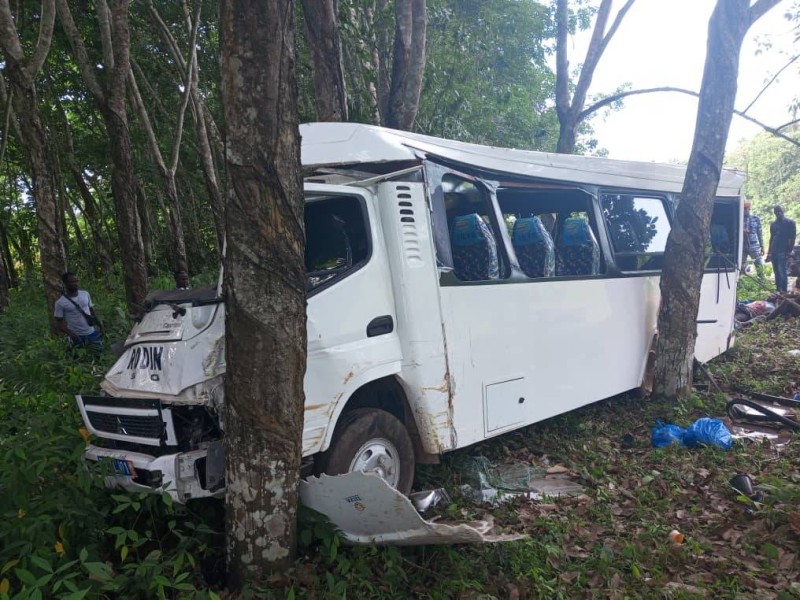 Le car de transport a fait une sortie de route. (DR)