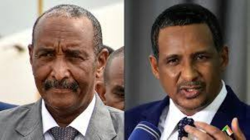 Les deux généraux rivaux Abdel-Fattah Al-Buhran et Mohamed Hamdane Daglo. (Ph: Dr)