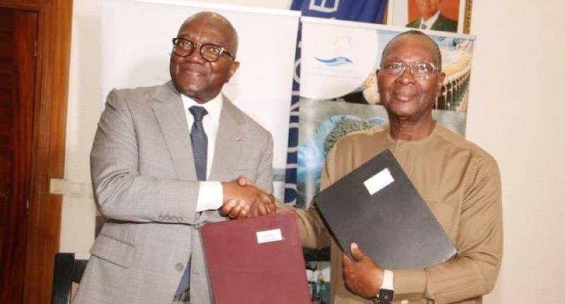 Le DG du Port, Hilaire Lamizana et le Pr Saliou Touré à San Pedro. (Ph: Dr)