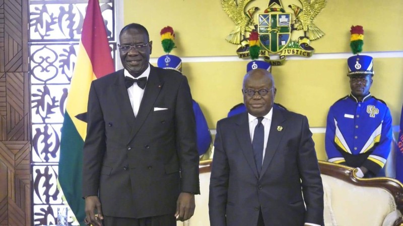 Le Président de la république du Ghana a félicité le nouvel ambassadeur avant de traduire ses salutations à son homologue Alassane Ouattara. (Ph: Dr)
