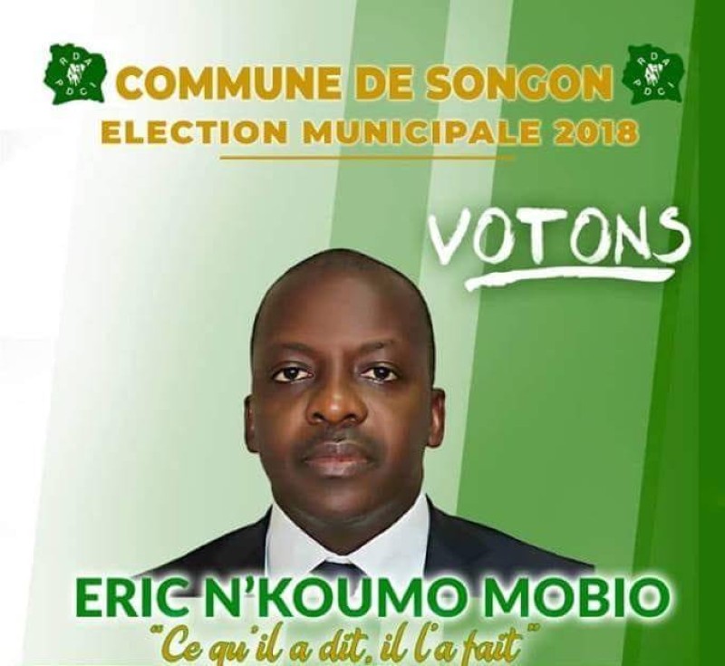 Le candidat du Pdci Ppa-CI aux municipales à Songon, Eric N'koumo Mobio. (Ph: Dr)