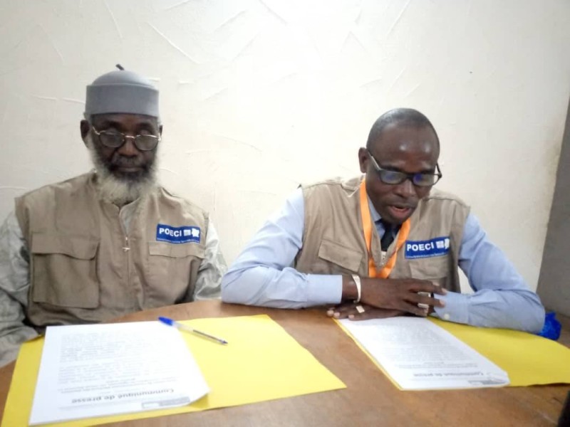 Le Coordonnateur adjoint de la Poeci, Fofana Souleymane (à droite) et l'imam Ibrahima Koné, le Pca. (Ph: Franck YEO)