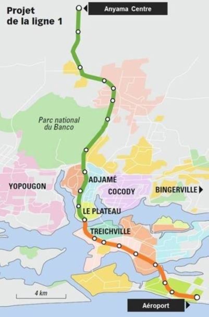 Une vue de la ligne 1 du métro d’Abidjan.  (Ph: DR)