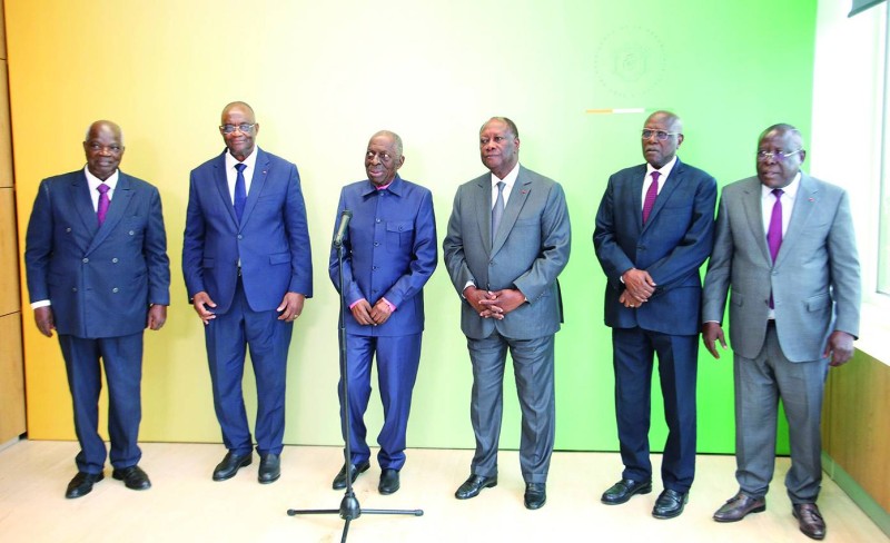 Une délégation du PDCI-RDA, conduite par son président par intérime (3e à partir de la gauche) s'est rendue hier chez la Président Ouattara (Ph: Poro Dagnogo)