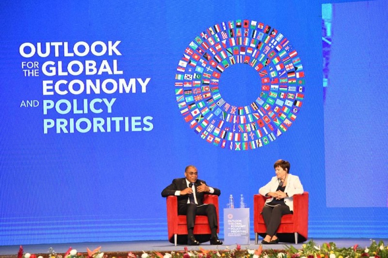 La Directrice générale du Fmi, Kristalina Georgieva et le ministre Adama Coulibaly, ont abordé des sujets importants relatifs à la Côte d’Ivoire et au continent africain. (Photo : Dr)