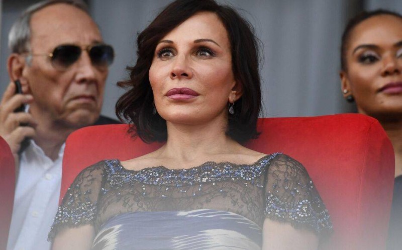 Gabon's First Lady Sylvia Bongo Ondimba attends the 2017 Africa Cup of Nations group A football match between Gabon and Guinea-Bissau at the Stade de l'Amitie Sino-Gabonaise in Libreville on January 14, 2017. The Franco-Gabonese wife of Gabon's former president Ali Bongo Ondimba, Sylvia Bongo Ondimba Valentin, who has been under house arrest since a military coup at the end of August for alleged misappropriation of public funds, has been jailed, her lawyer said on Thursday. (Photo by GABRIEL BOUYS / AFP)