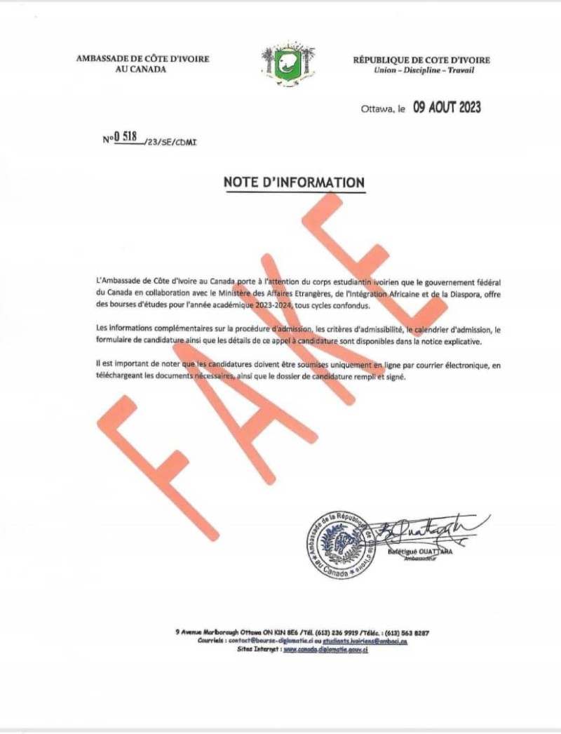 La fausse note d'information. (dr)
