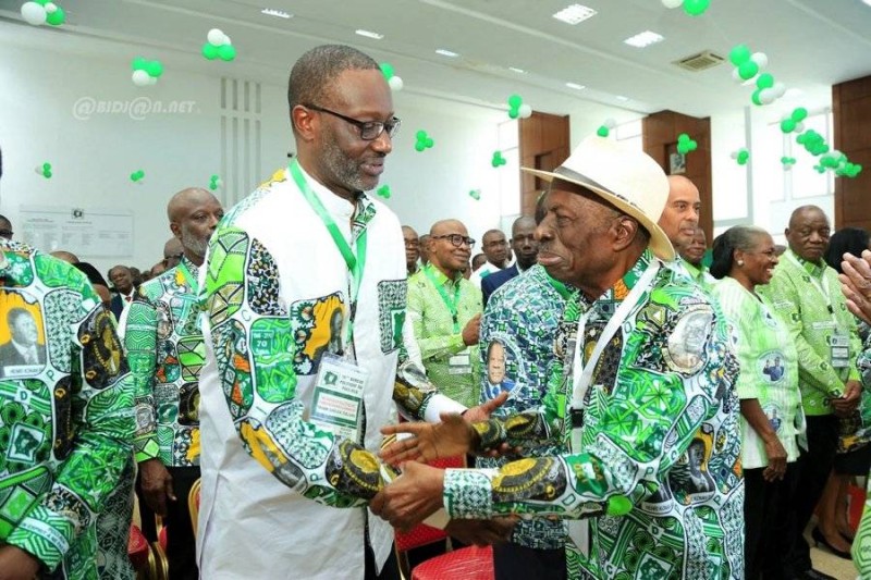 Tidjane Thiam et le président par intérim du Pdci-Rda, Comppli-Bony. (DR)