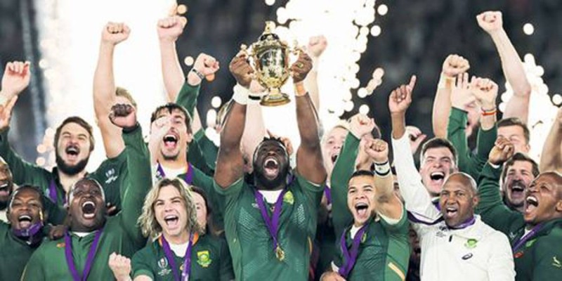 Les joueurs sud-africains autour de leur capitaine Siya Kolisi