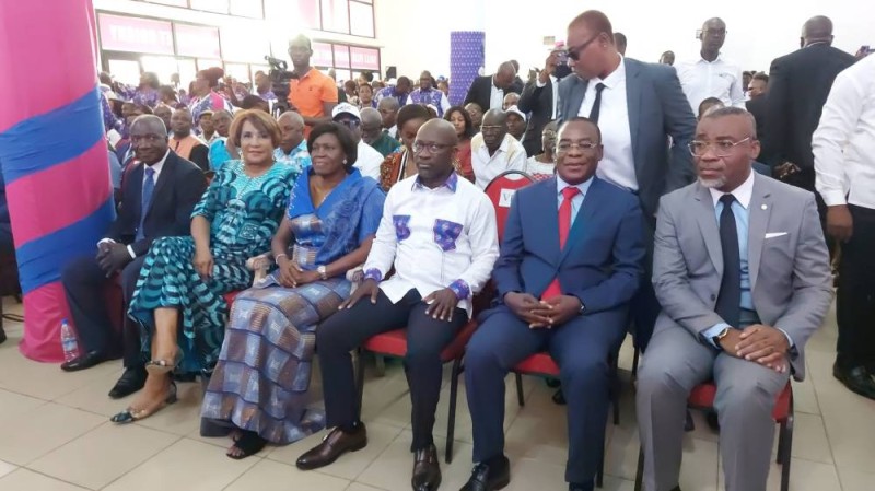 De la gauche vers la droite: Simone Gbagbo, Blé Goudé, Affi N'Guessan et Boga Gervais lors de la cérémonie d'ouverture du congrès du Cojep.