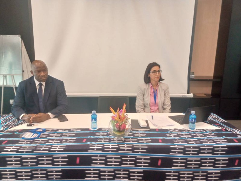 Gaoussou Karamoko, directeur général de la diaspora (à gauche) et Mme Samia Hamouda, chargée ds affaires économiques de la Cea. (Franck YEO)