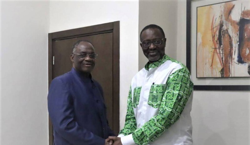 Le Prof. Guikahué et le président du Pdci, Tidjane Thiam