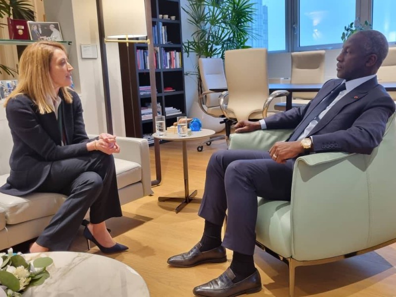Le président Adama Bictogo échange avec la présidente du parlement européen (Photo DR)