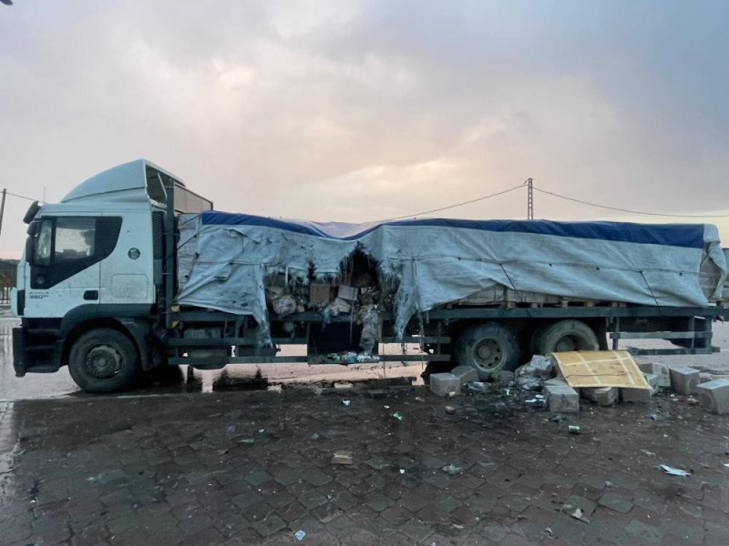 Une vue du convoi humanitaire atteint par les balles. (Ph: Dr)