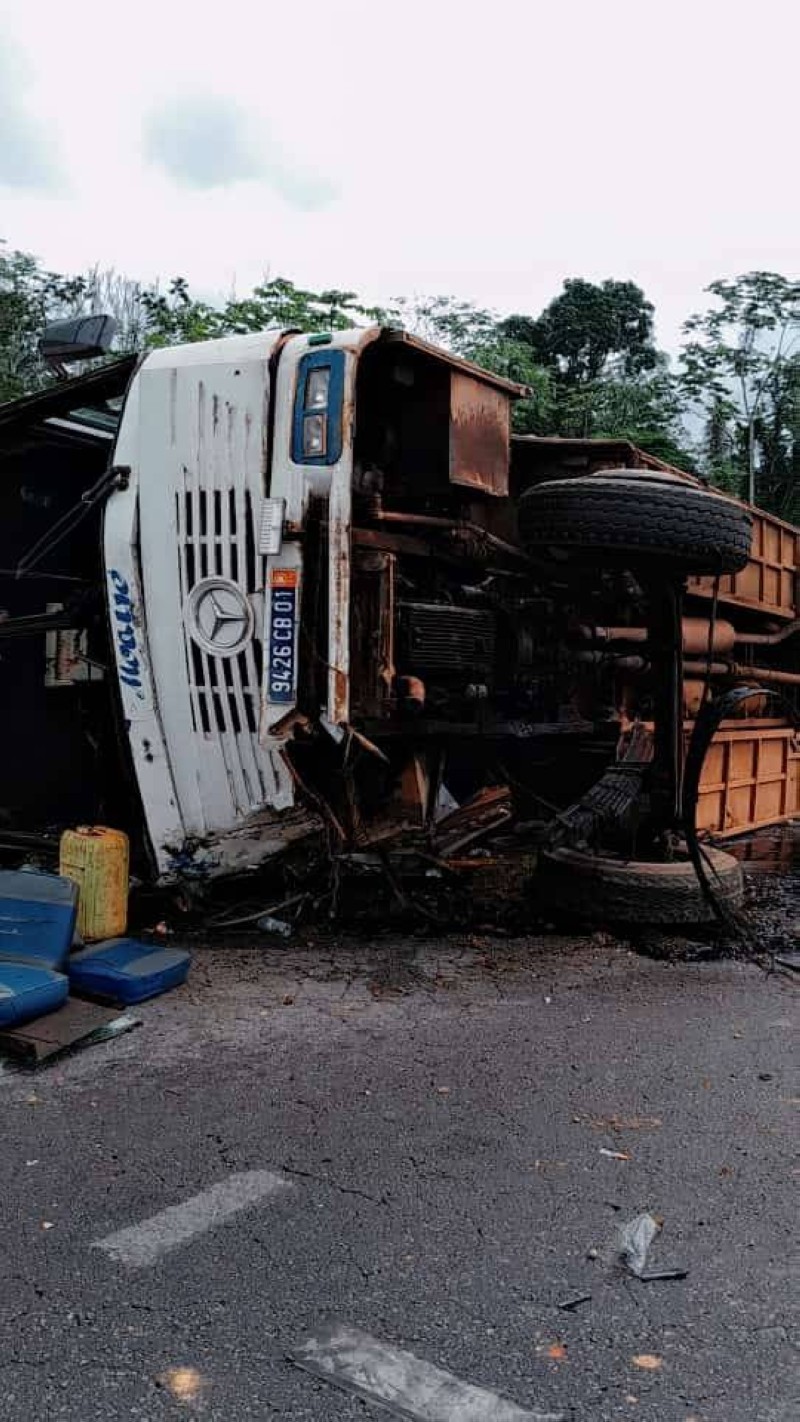 Le véhicule impliqué dans l'accident mortel. (Ph: Germaine Boni)