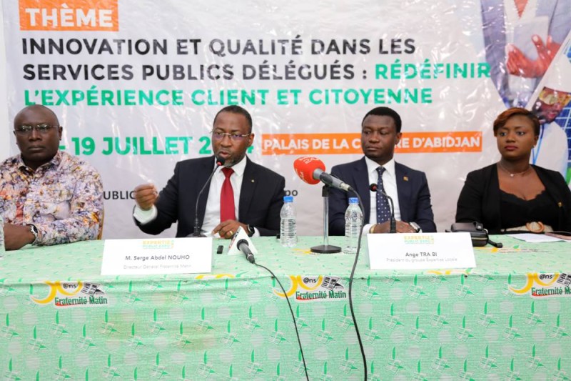 Le directeur général de Fraternité Matin (2è de la gauche vers la droite) a donné les grandes lignes de l’édition 2024. (PHOTO : VÉRONIQUE DADIE)