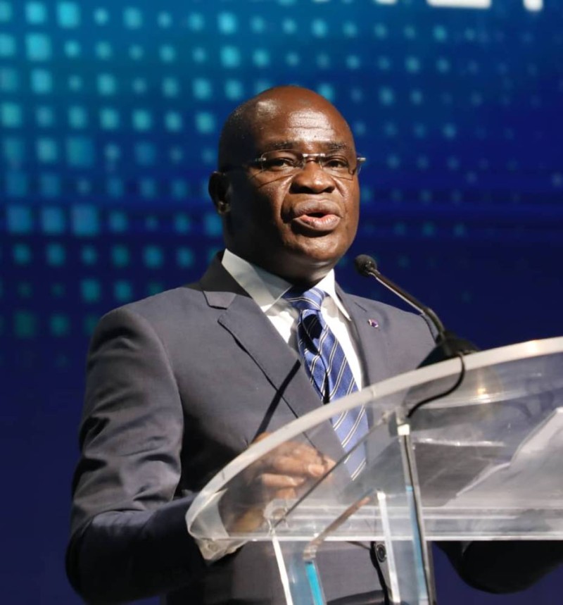 Ibrahim Kalil Konaté, ministre de la Transition numérique et de la Digitalisation, a tenu le discours d'ouverture du Caf 2024. (Ph: Julien Monsan)