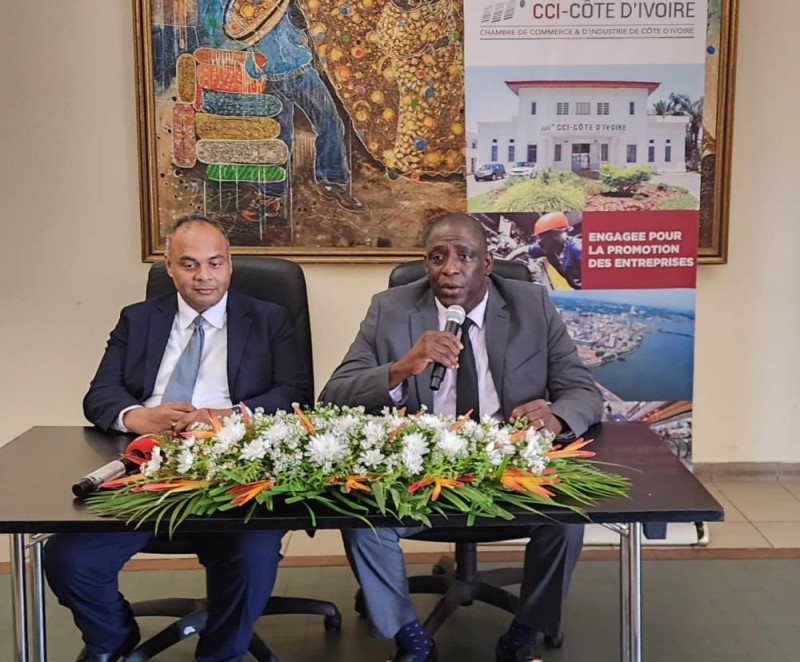 Messieurs Zoumana Coulibaly, premier vice-président de la Cci-CI et Rhavy Nursimulu, directeur général du cabinet mauricien Logi-Consult. (DR)