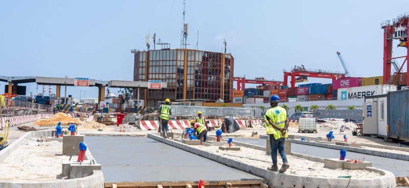 Une vue des travaux des guérites d'Abidjan Terminal. (Ph: Dr)