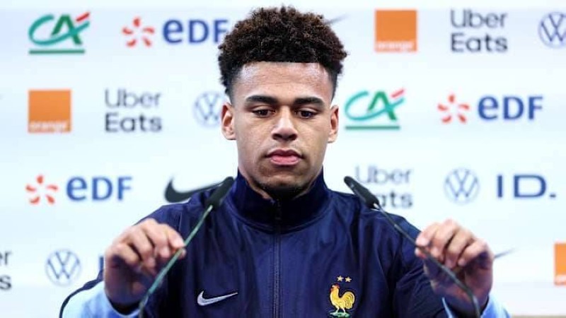Désiré Doué, lors de sa première prise de parole avec l'équipe de France. (Ph: Dr)