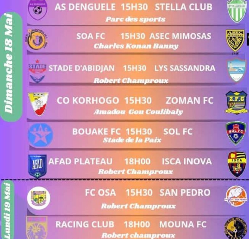 Le programme de la 30e journée. (Ph: Dr)