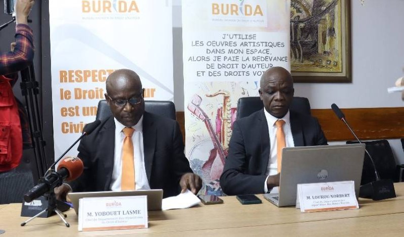 Yobouet Lasme Léon, Chef de département de la répartition des droits d'auteur au Burida et Yao Loukou Norbert, Chef de département de la re partition des droits voisins au Burida