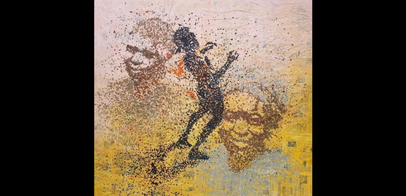 Yeanzi, Projection #1, 2020, Plastique fondu sur collage de papier, 212 × 237 × 3 cm