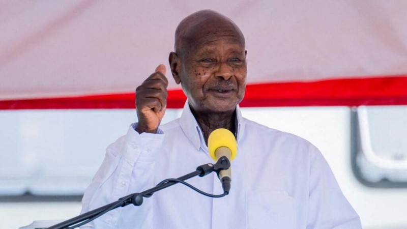 Le président ougandais Yoweri Museveni, ici le 5 juin 2025, lors d'un discours sur l'état de la nation. © Abubaker Lubowa / Reuters