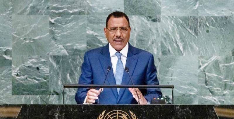 Le président du Niger, Mohamed Bazoum, à l'Assemblée générale des Nations Unies, le jeudi 22 septembre 2022, au siège de l'ONU. (AP Photo/Julia Nikhinson)