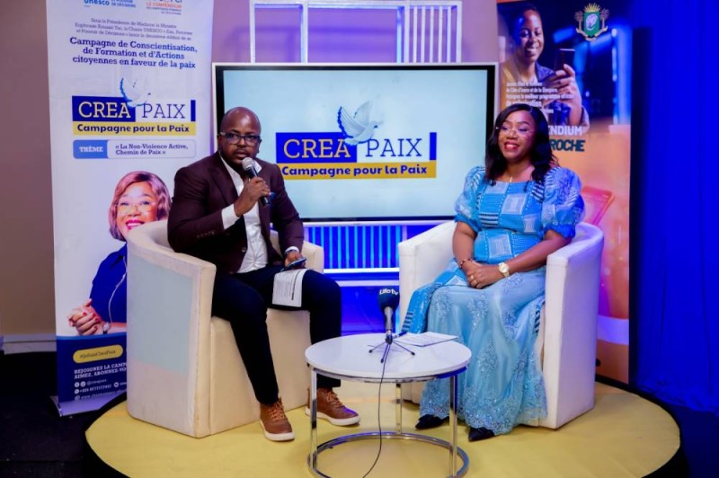 Sur ce plateau aux couleurs du programme Crea-Paix, la ministre Euphrasie Kouassi Yao a promis mettre en marche toute une stratégie pour la paix. (Ph: Dr)