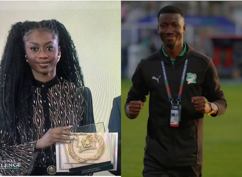 La taekwondoïste Laurène Ossin et le sélectionneur Bassiriki Diabaté. (DR)