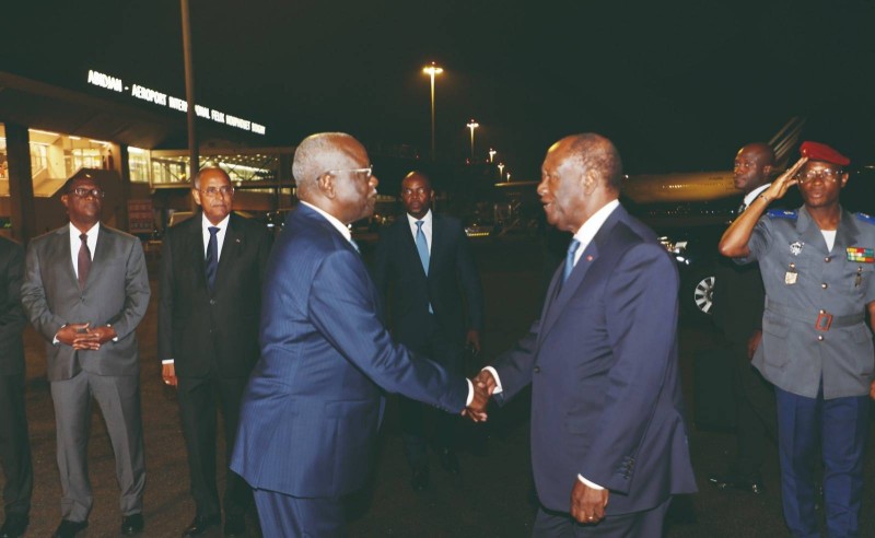Le président Ouattara à son arrivée à Abidjan (Ph: Poro Dagnogo)