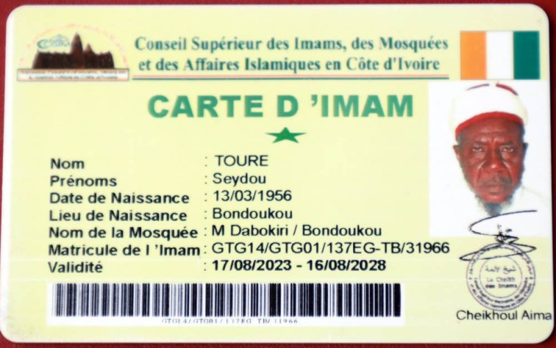 La carte d'Imam. (Ph: Honoré Bosson)