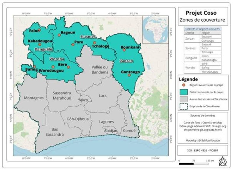 Le projet de cohésion sociale a été implémenté dans une dizaine de régions du Nord de la Côte d’Ivoire.