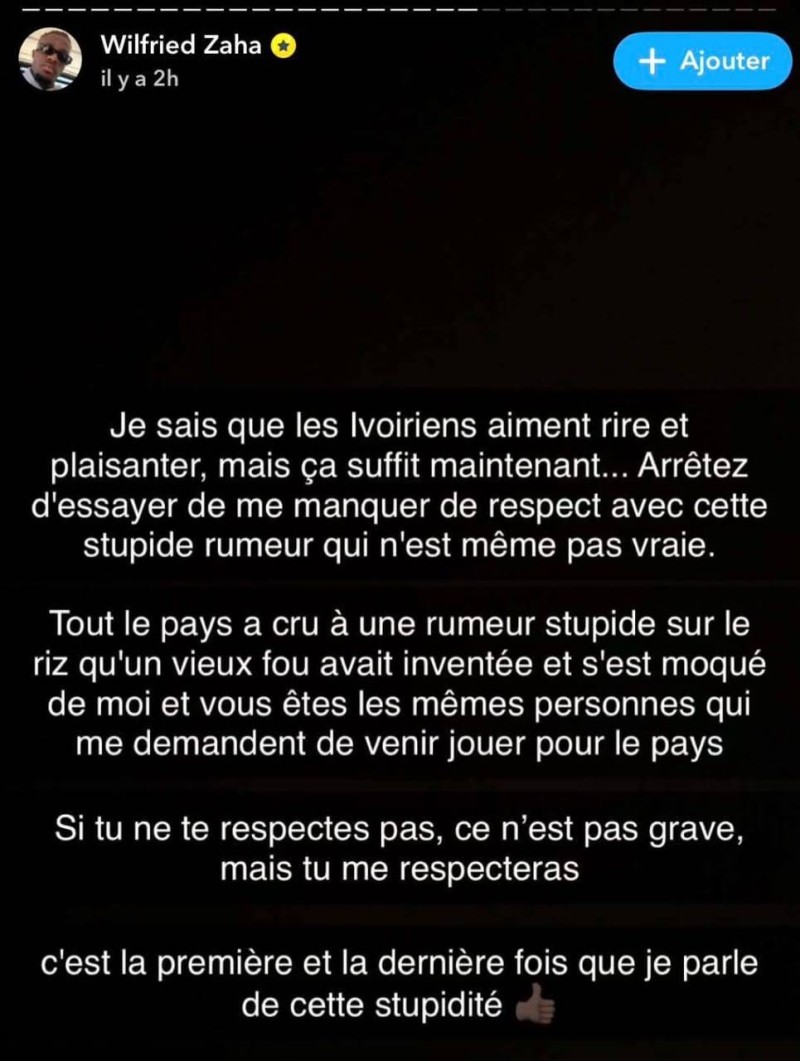 Le post sur Snapchat (DR)