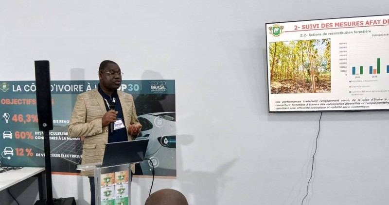 Le conservateur général Lucien Kouassi, directeur général des forêts et de la faune, a présenté les résultats du secteur dans la lutte contre le réchauffement climatique.