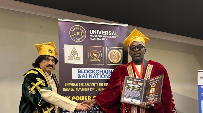 Roger Bango s’est vu décerner un Doctorat Honoris Causa par la Blockchain University of Florida.(1)