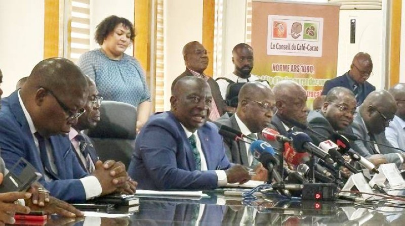 Le ministre d’État, ministre de l’Agriculture et du Développement rural, Kobenan Kouassi Adjoumani, ce mardi 20 janvier 2026, lors de la conférence de presse tenue au sein de son ministère à Abidjan-Plateau. (Ph: AIP)