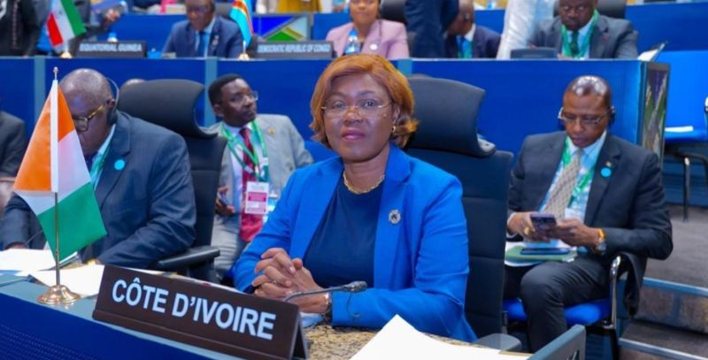 Nialé Kaba, ministre d’État, ministre des Affaires étrangères et de la Coopération internationale à la tribune de l’Ua. (Ph: Dr)