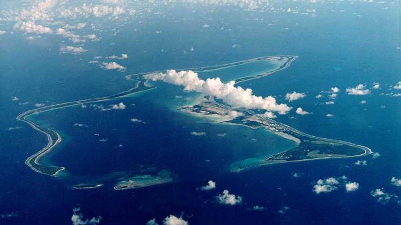  Une vue aérienne de Diego Garcia, dans l'océan Indien. © Pictures From History/Universal - Pictures from History 