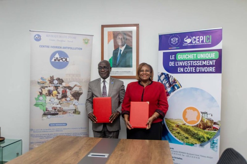 Le directeur du Ciapol, Bernard Ossey Yapo, et la directrice générale du Cepici, Solange Amichia. (Ph: Dr)