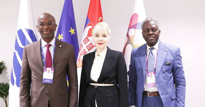 La délégation de l’Agence Côte d’Ivoire Export conduite par son DG, Dr Kaladji Fadiga (à gauche), a été bien accueillie par la ministre serbe du Commerce intérieur et extérieur, Jagoda Lazarević (au centre). (Ph: Dr)