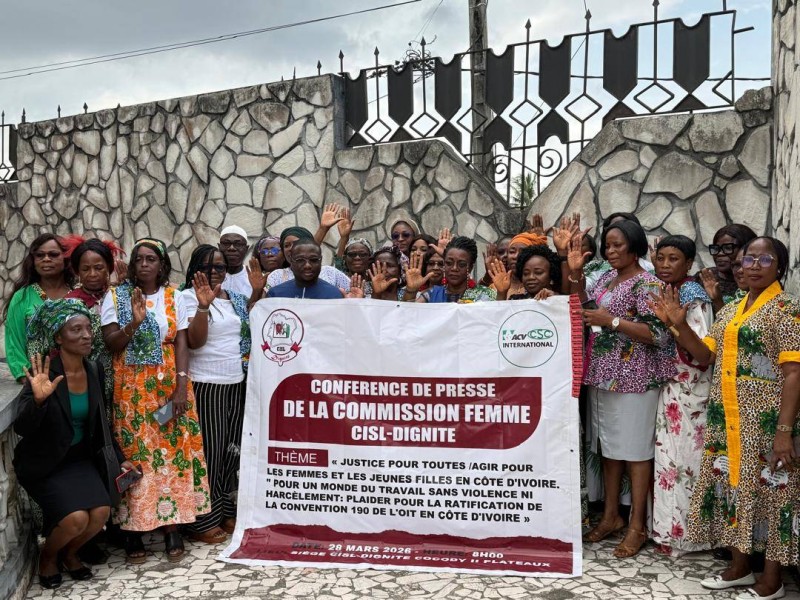 Les femmes de Côte d'Ivoire par le biais de celles de Dignité appellent à une ratification de la C190 pour la dignité humaine. (Photo Bavane)