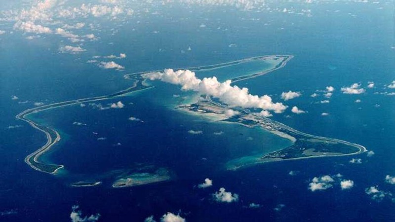 Une vue aérienne de Diego Garcia, dans l'Océan indien. Pictures From History/Universal - Pictures from History