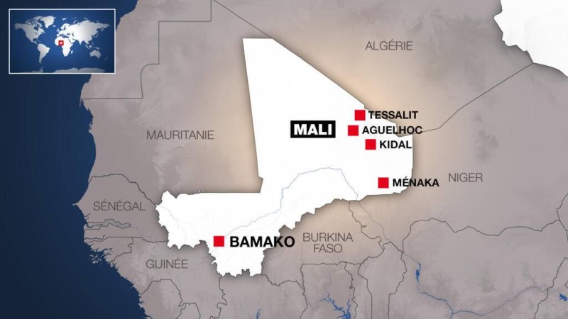 Carte du Mali et des villes du nord. © RFI