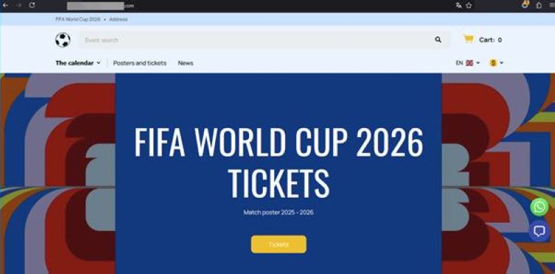 Un exemple de site de phishing pour “l’acquisition“ de billets pour la Coupe du monde Fifa 2026. (Ph: Dr)