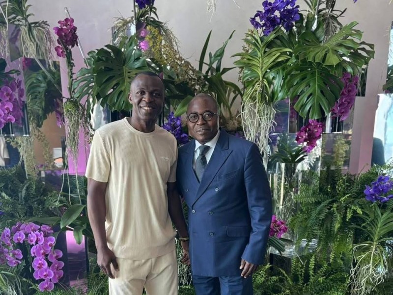 L'ex-international ivoirien Arouna Koné et SEM Ibrahima Touré, ambassadeur de Côte d'Ivoire aux Etats-Unsi